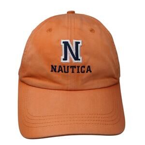Nautica Slideback Baseaball Cap Orange One Size Adjustable Embroidered 6 Panel